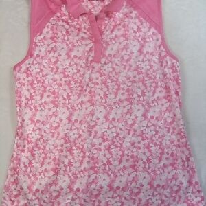 Grand Slam Pink Floral Polo Top